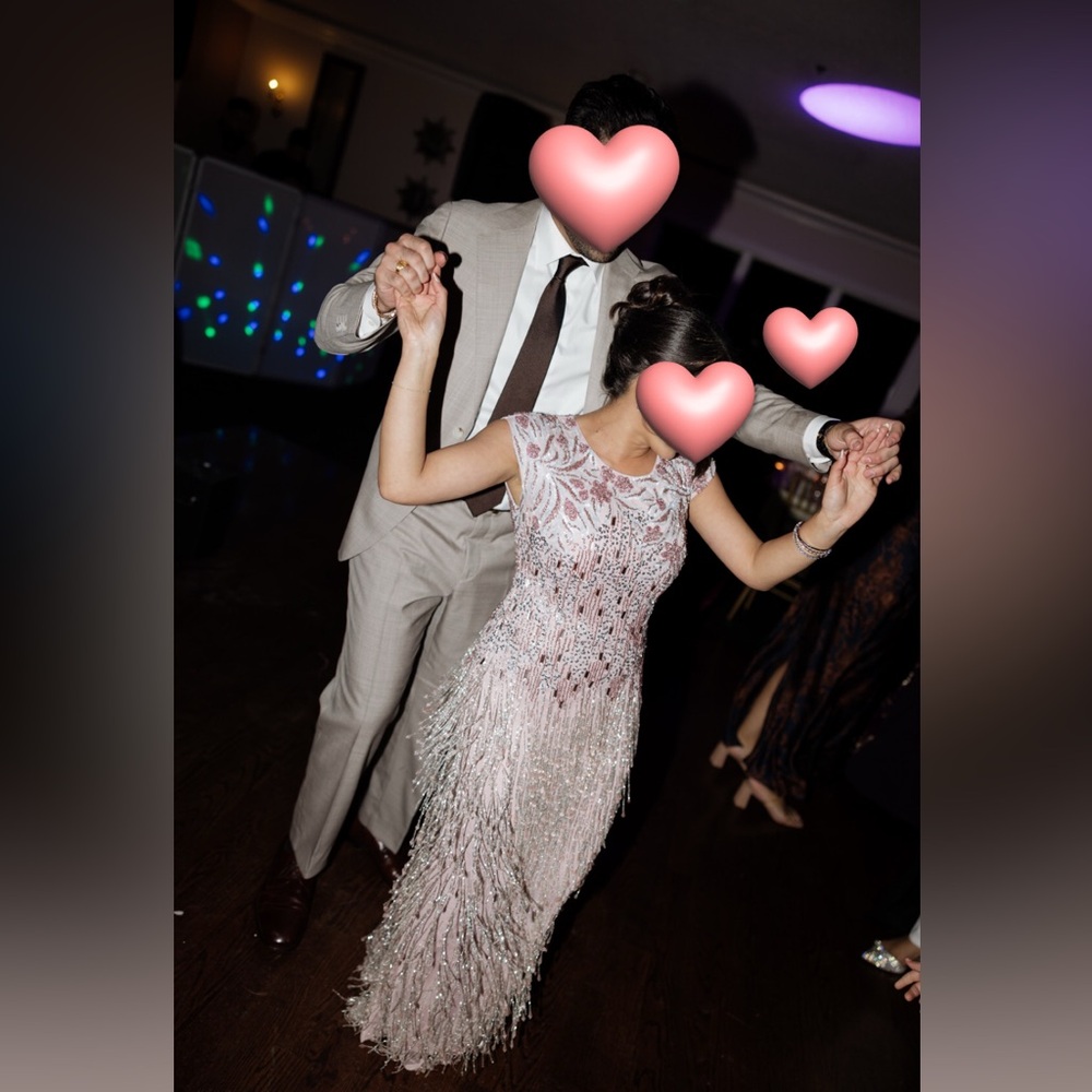 Mac Duggal Pink Fringe Wedding Dress